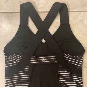 lulu lemon black and white striped tank top